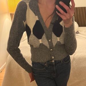 Silk,, Angora & Lambswool blend  Argyle Women's Sweater